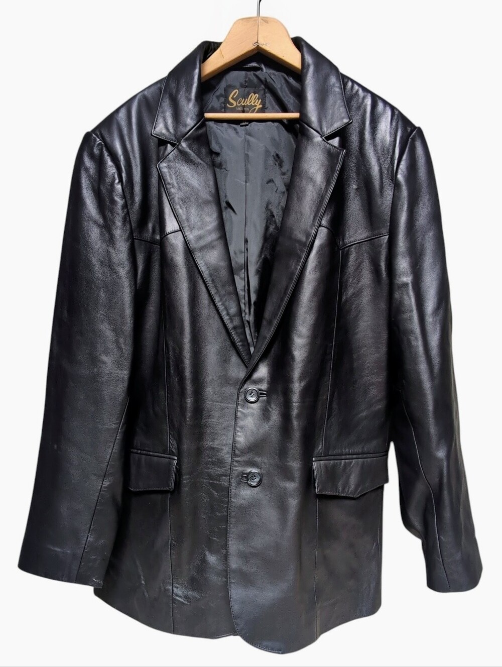 Vintage 90's Men's Scully Black Leather Western Jacket Blazer Men's size 44